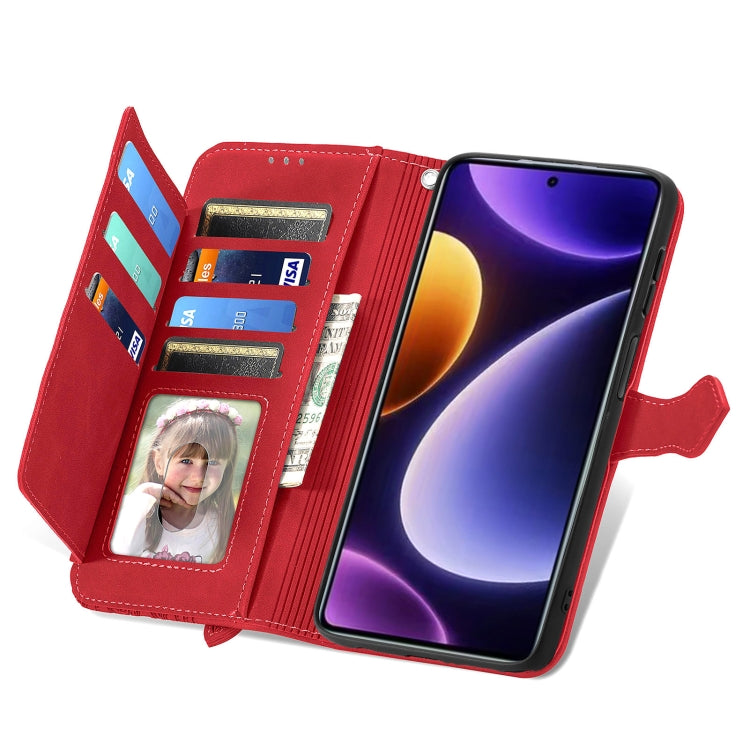 For Xiaomi POCO F5 Embossed Flower Zipper Leather Phone Case