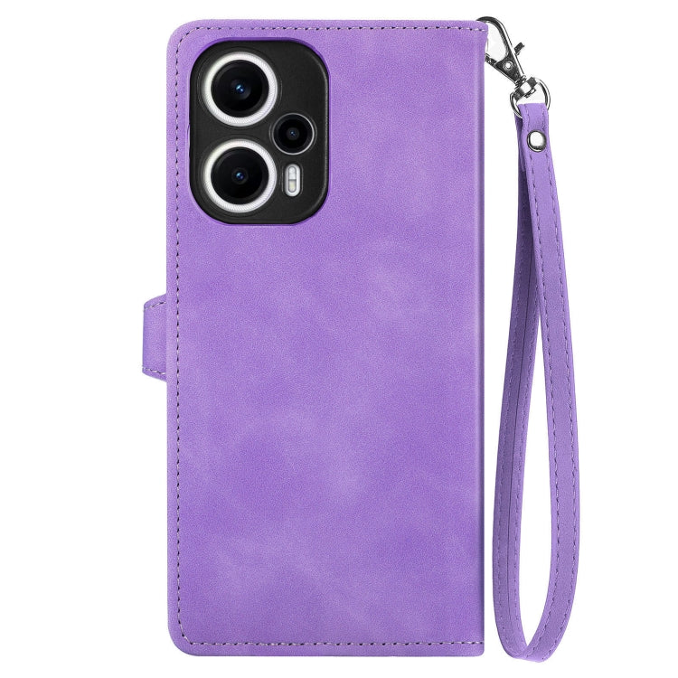 For Xiaomi POCO F5 Embossed Flower Zipper Leather Phone Case