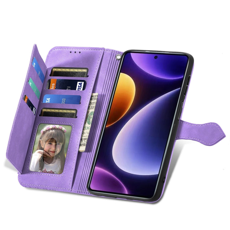 For Xiaomi POCO F5 Embossed Flower Zipper Leather Phone Case