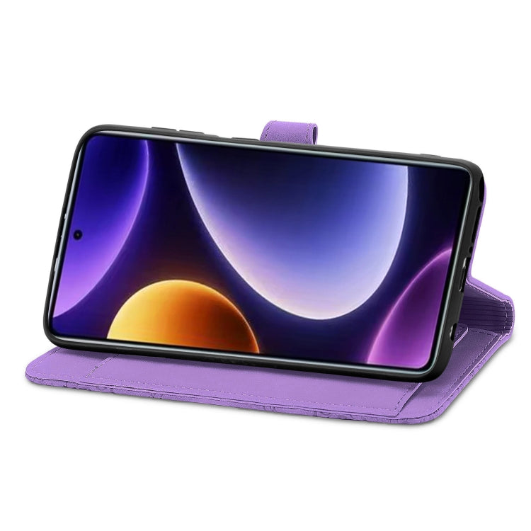 For Xiaomi POCO F5 Embossed Flower Zipper Leather Phone Case