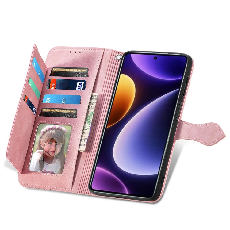 For Xiaomi POCO F5 Embossed Flower Zipper Leather Phone Case