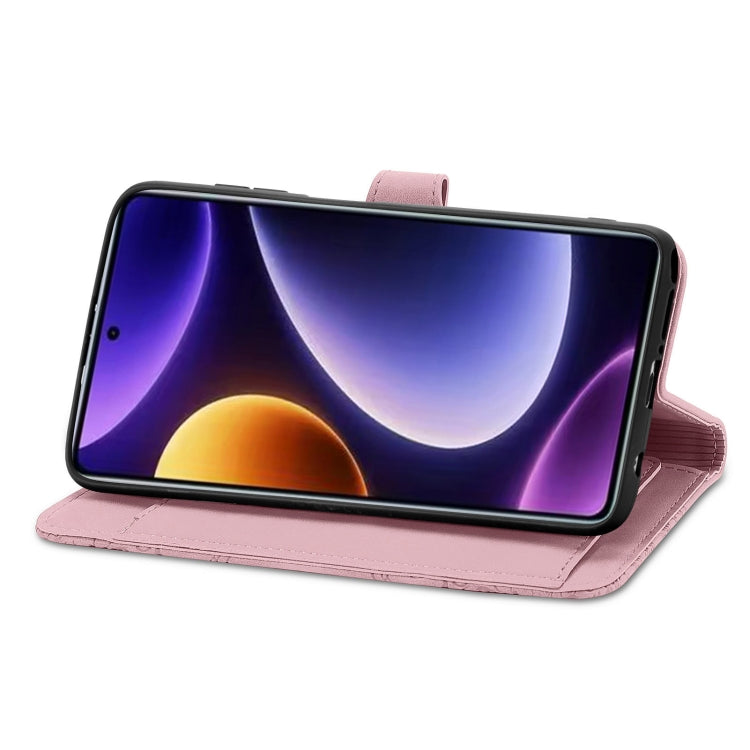 For Xiaomi POCO F5 Embossed Flower Zipper Leather Phone Case