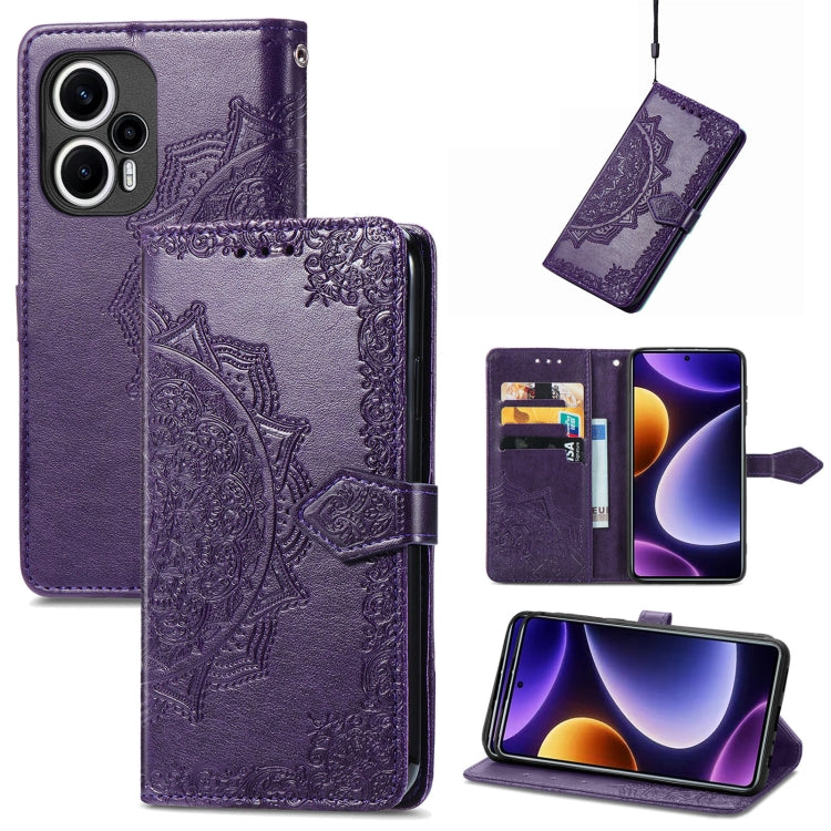 For Xiaomi Poco F5 Mandala Flower Embossed Leather Phone Case