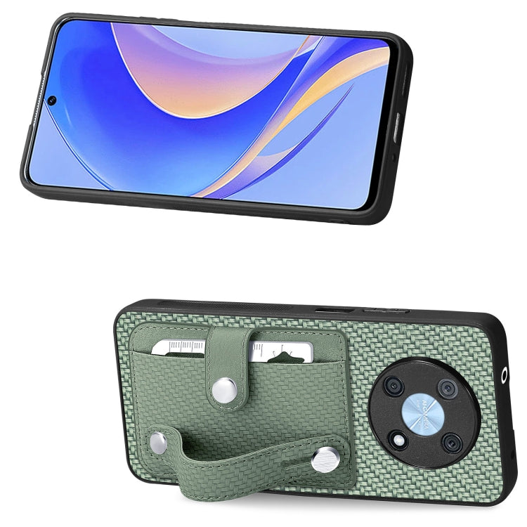 For Huawei Nova Y90 Wristband Kickstand Card Wallet Back Cover Phone Case with Tool Knife