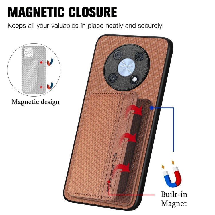 For Huawei Nova Y90 Carbon Fiber Magnetic Card Bag Phone Case