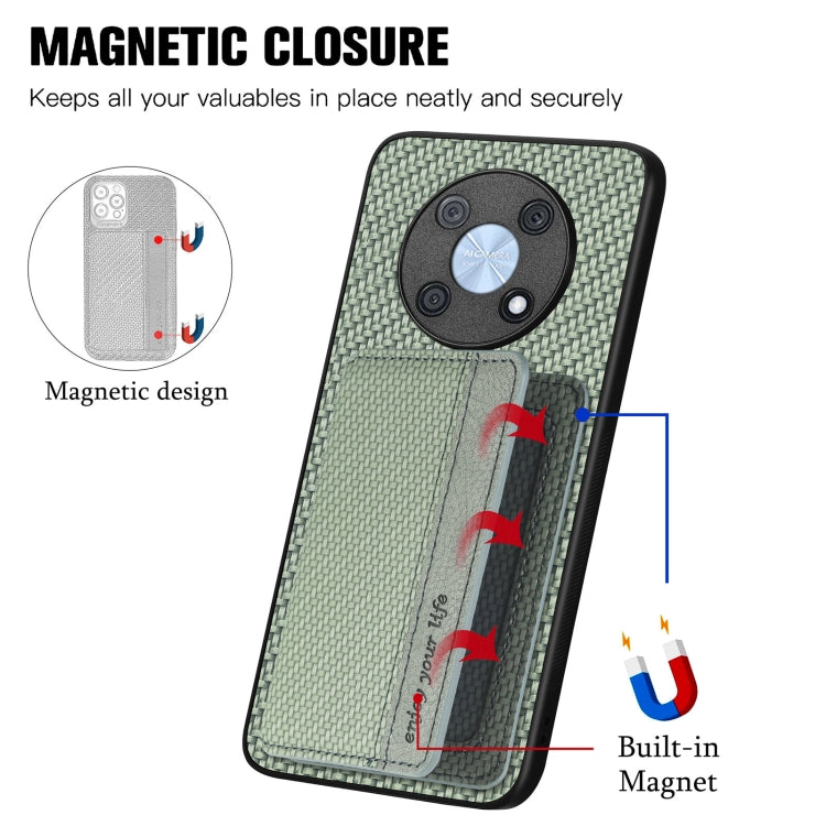 For Huawei Nova Y90 Carbon Fiber Magnetic Card Bag Phone Case