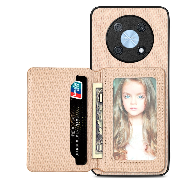 For Huawei Nova Y90 Carbon Fiber Magnetic Card Bag Phone Case