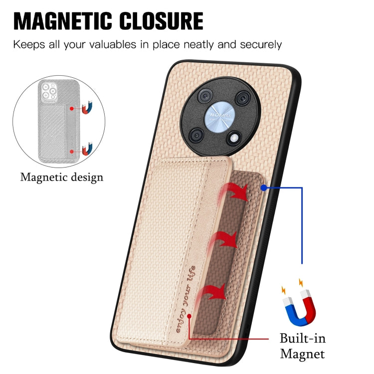 For Huawei Nova Y90 Carbon Fiber Magnetic Card Bag Phone Case