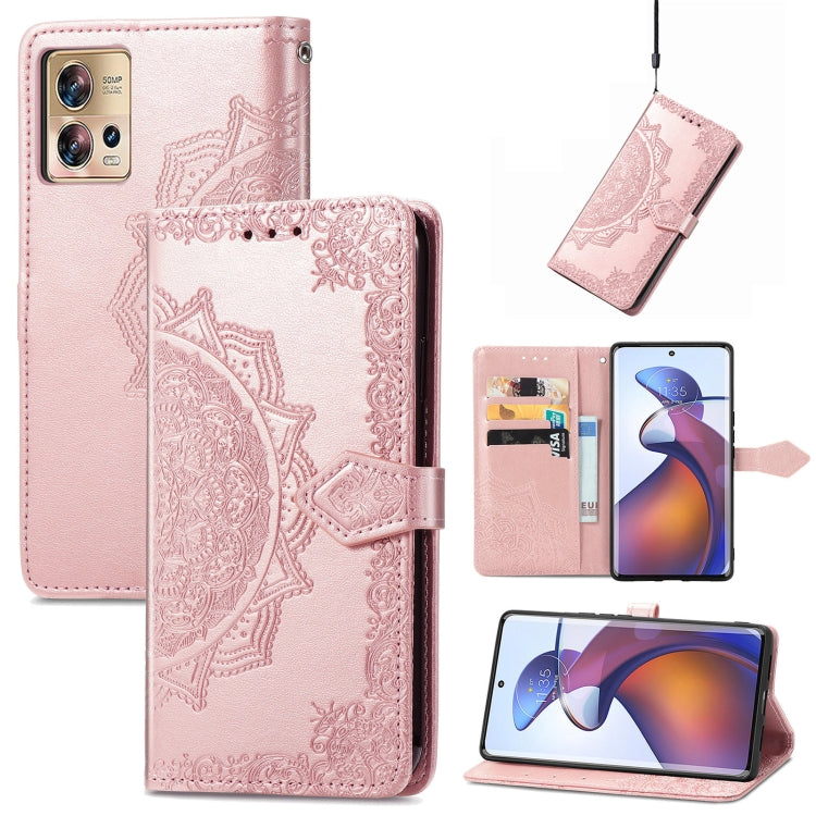 For Motorola Moto Edge 30 Fusion Mandala Flower Embossed Leather Phone Case
