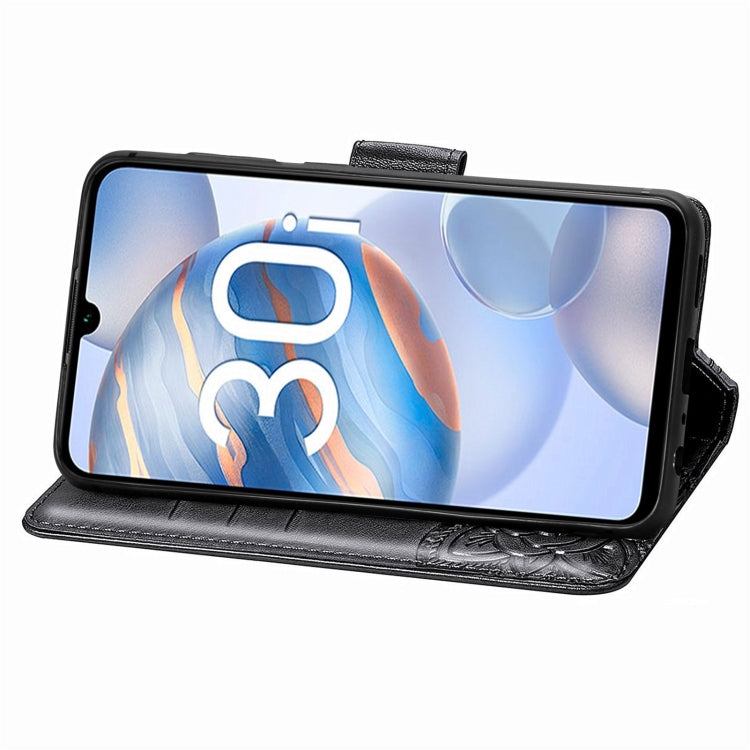 For Honor 30i Butterfly Love Flower Embossed Leather Phone Case