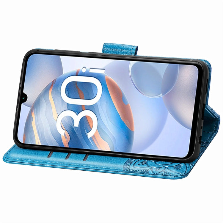 For Honor 30i Butterfly Love Flower Embossed Leather Phone Case