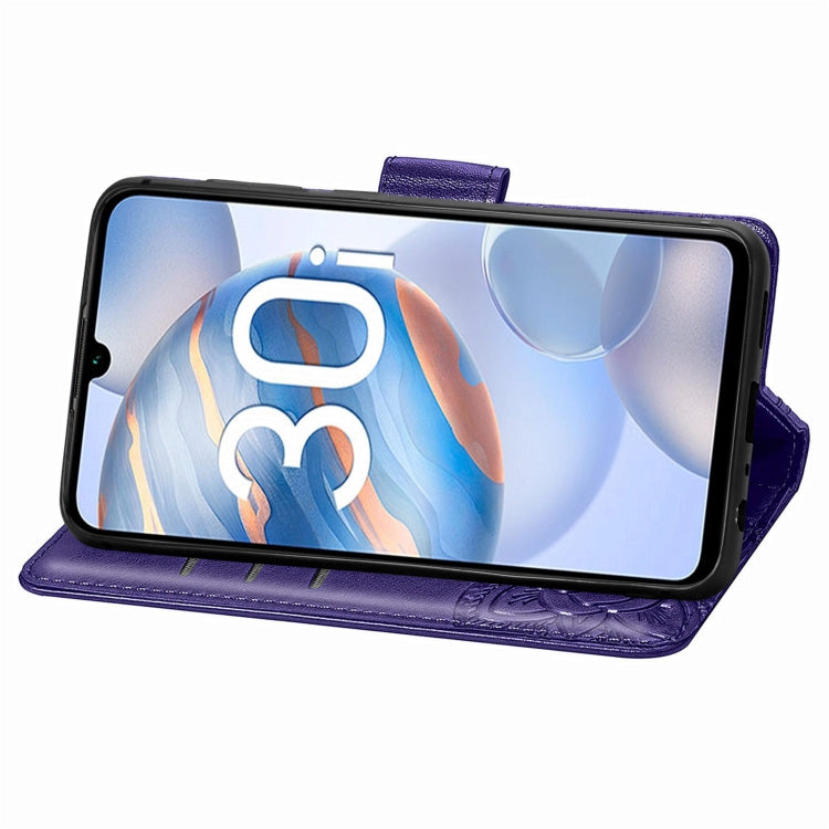 For Honor 30i Butterfly Love Flower Embossed Leather Phone Case