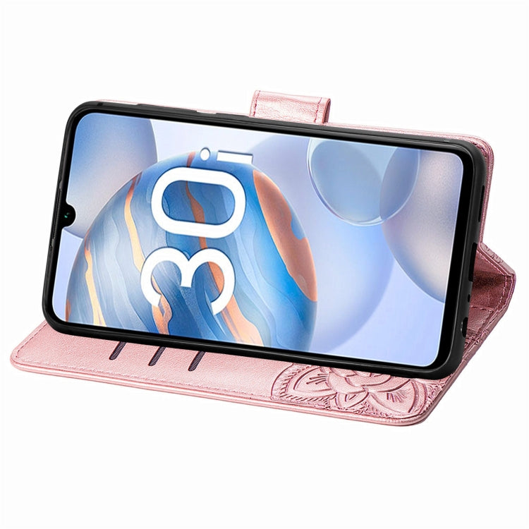 For Honor 30i Butterfly Love Flower Embossed Leather Phone Case