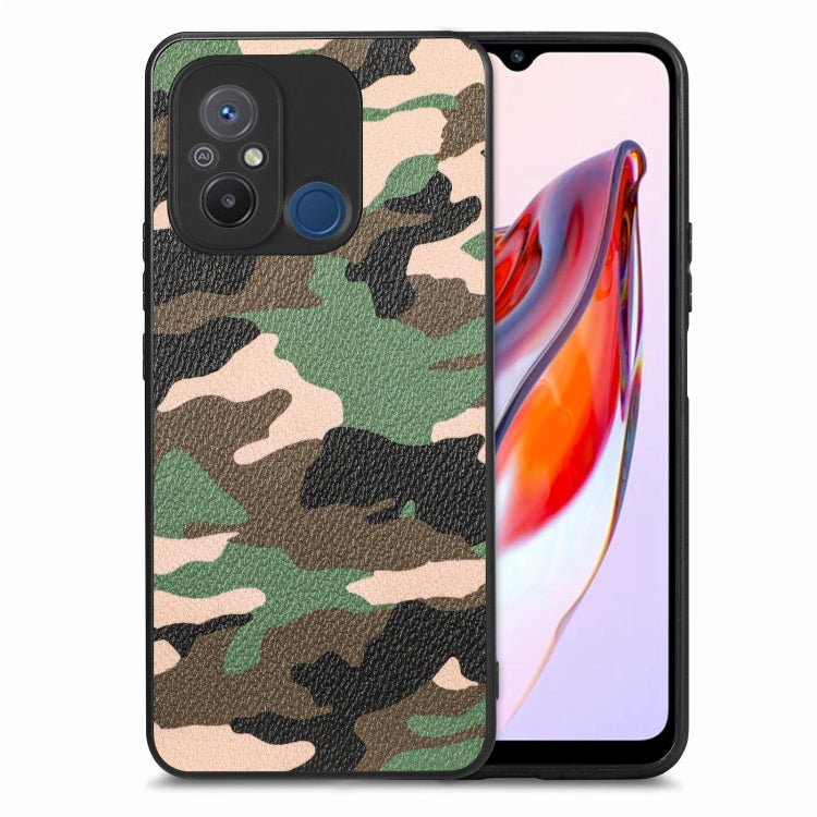 For Redmi 12C Camouflage Leather Back Cover Phone Case