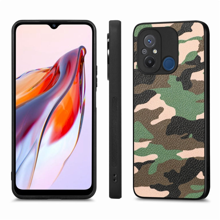 For Redmi 12C Camouflage Leather Back Cover Phone Case