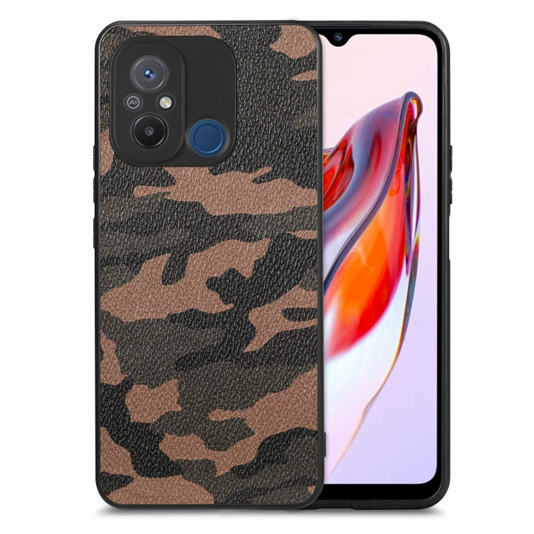 For Redmi 12C Camouflage Leather Back Cover Phone Case