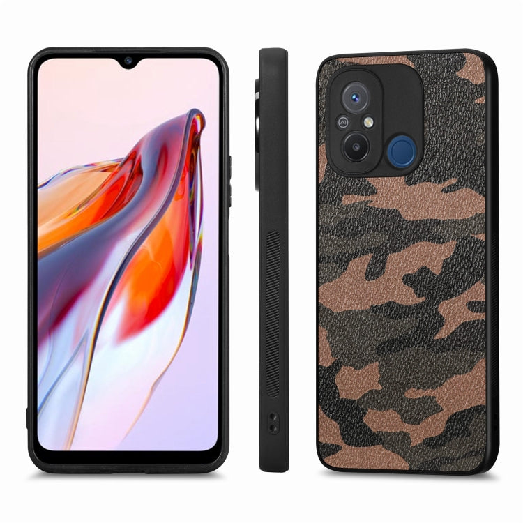 For Redmi 12C Camouflage Leather Back Cover Phone Case