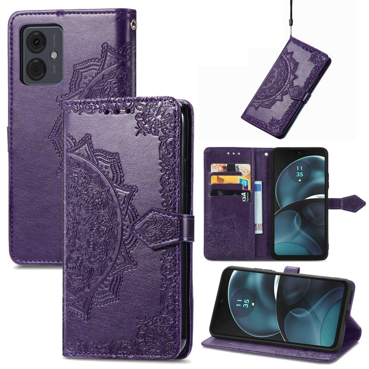 For Motorola Moto G14 Mandala Flower Embossed Leather Phone Case