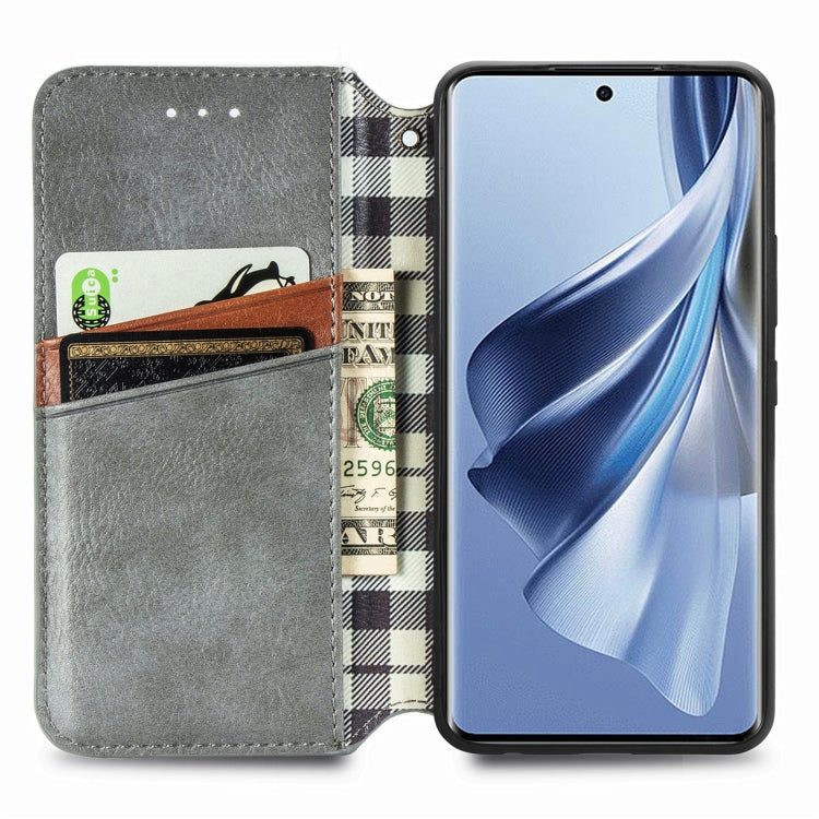 For OPPO Reno10 Global / 10 Pro Global Cubic Grid Pressed Magnetic Leather Phone Case