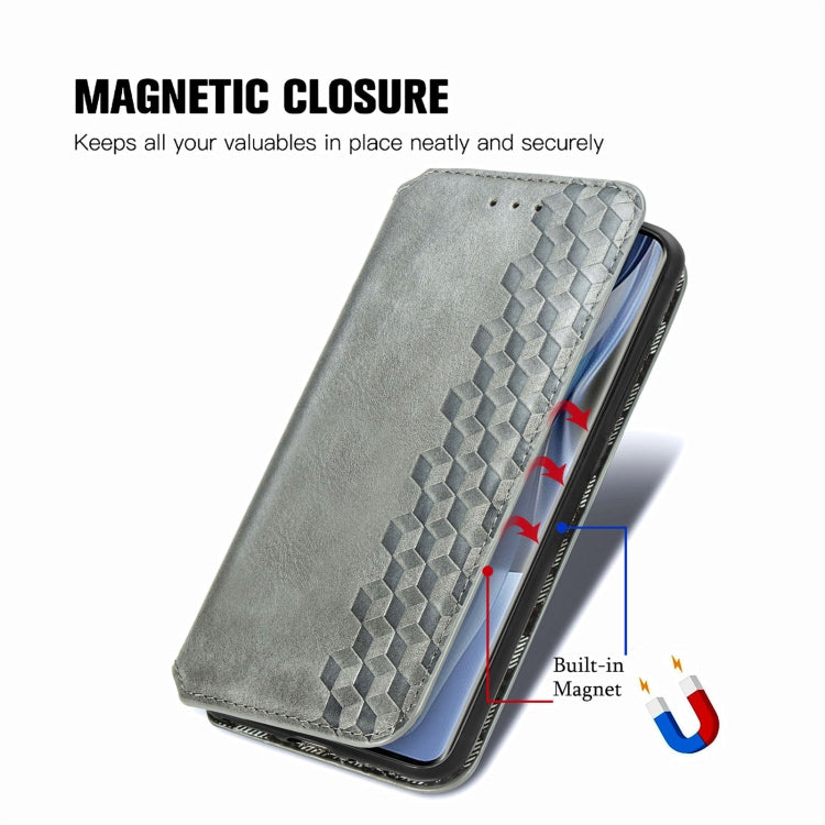 For OPPO Reno10 Global / 10 Pro Global Cubic Grid Pressed Magnetic Leather Phone Case