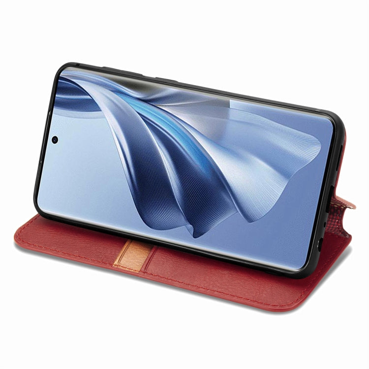 For OPPO Reno10 Global / 10 Pro Global Cubic Grid Pressed Magnetic Leather Phone Case