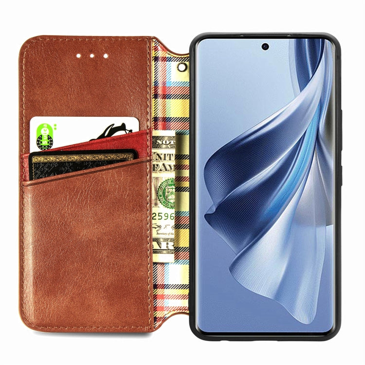 For OPPO Reno10 Global / 10 Pro Global Cubic Grid Pressed Magnetic Leather Phone Case