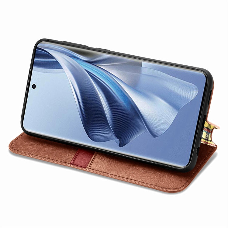 For OPPO Reno10 Global / 10 Pro Global Cubic Grid Pressed Magnetic Leather Phone Case