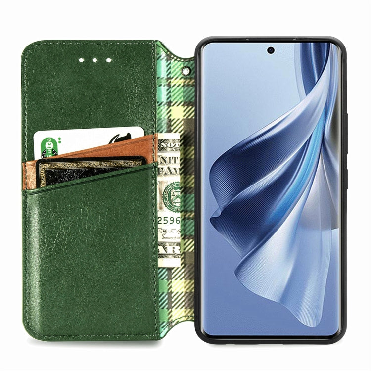 For OPPO Reno10 Global / 10 Pro Global Cubic Grid Pressed Magnetic Leather Phone Case