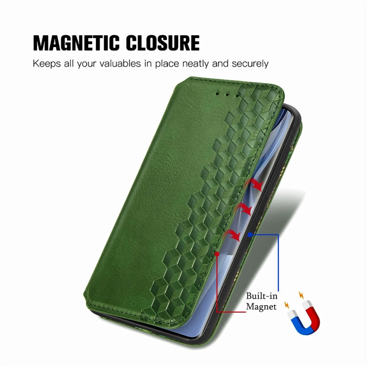 For OPPO Reno10 Global / 10 Pro Global Cubic Grid Pressed Magnetic Leather Phone Case