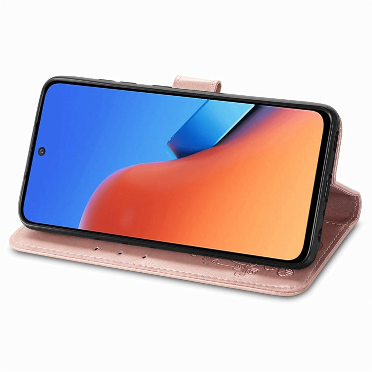 For Xiaomi Redmi 12 5G Four-leaf Clasp Embossed Buckle Leather Phone Case