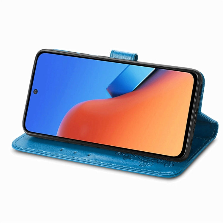 For Xiaomi Redmi 12 5G Four-leaf Clasp Embossed Buckle Leather Phone Case