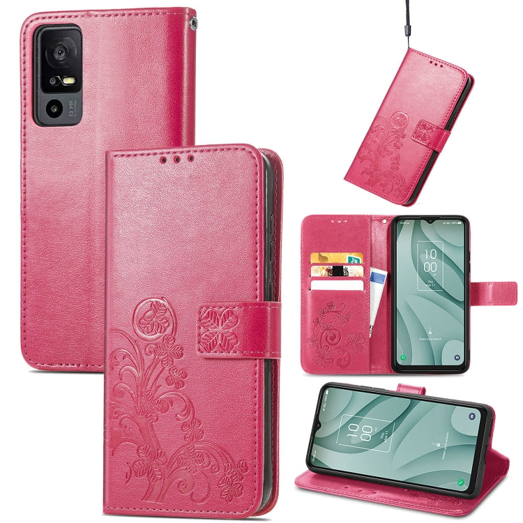 For TCL 40 XE 5G Four-leaf Clasp Embossed Buckle Leather Phone Case