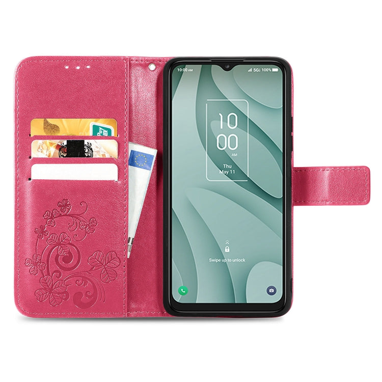 For TCL 40 XE 5G Four-leaf Clasp Embossed Buckle Leather Phone Case