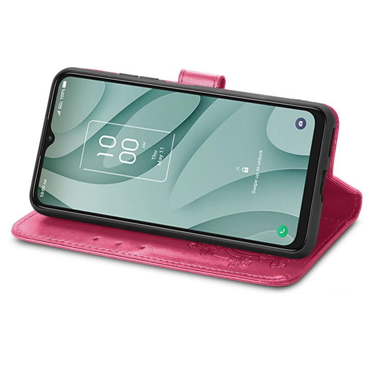 For TCL 40 XE 5G Four-leaf Clasp Embossed Buckle Leather Phone Case