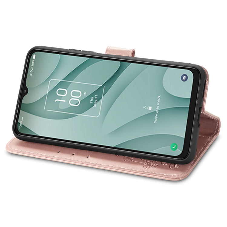 For TCL 40 XE 5G Four-leaf Clasp Embossed Buckle Leather Phone Case