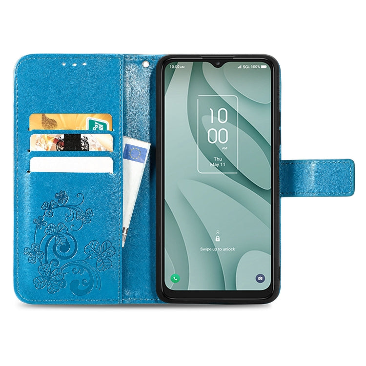 For TCL 40 XE 5G Four-leaf Clasp Embossed Buckle Leather Phone Case