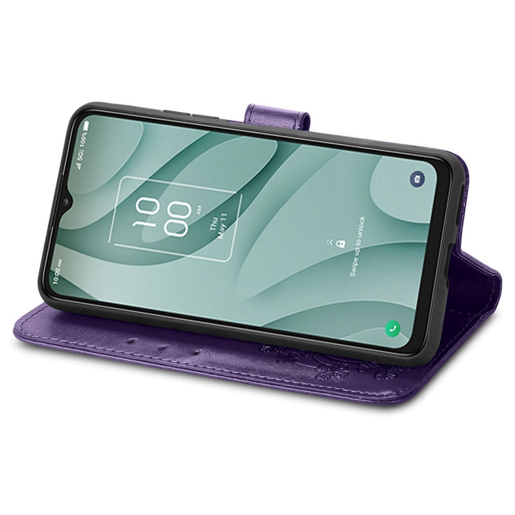 For TCL 40 XE 5G Four-leaf Clasp Embossed Buckle Leather Phone Case