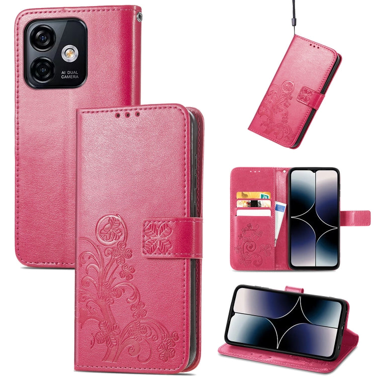 For Ulefone Note 16 Pro Four-leaf Clasp Embossed Buckle Leather Phone Case