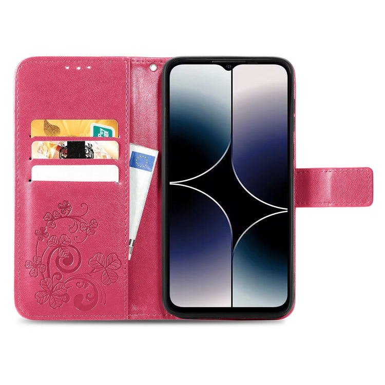 For Ulefone Note 16 Pro Four-leaf Clasp Embossed Buckle Leather Phone Case