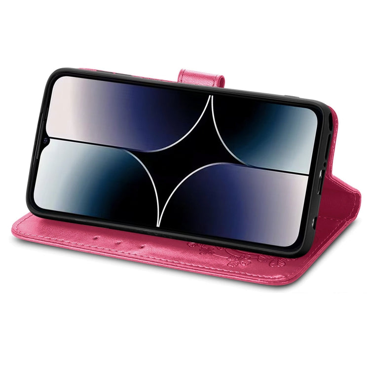 For Ulefone Note 16 Pro Four-leaf Clasp Embossed Buckle Leather Phone Case