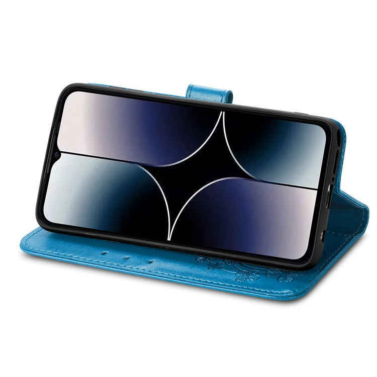 For Ulefone Note 16 Pro Four-leaf Clasp Embossed Buckle Leather Phone Case