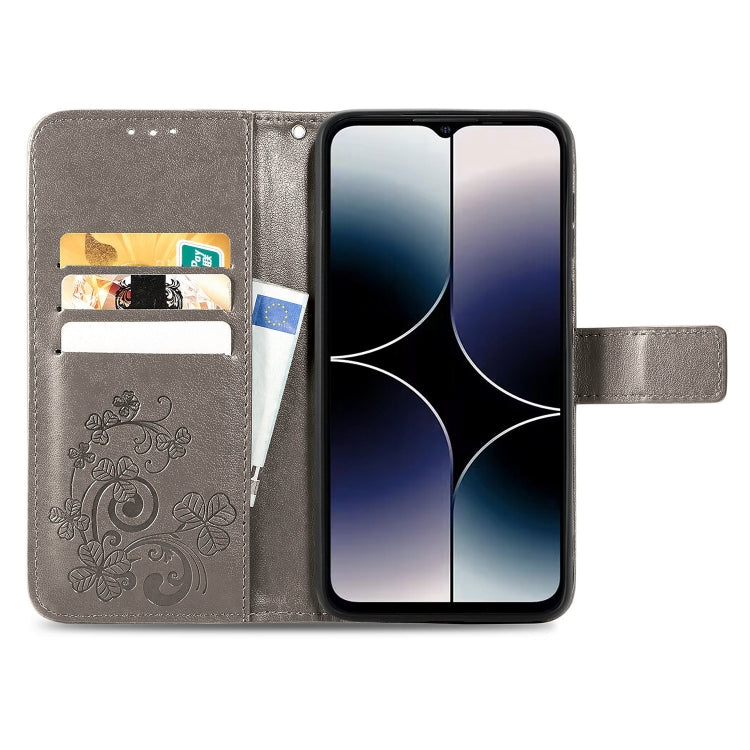 For Ulefone Note 16 Pro Four-leaf Clasp Embossed Buckle Leather Phone Case