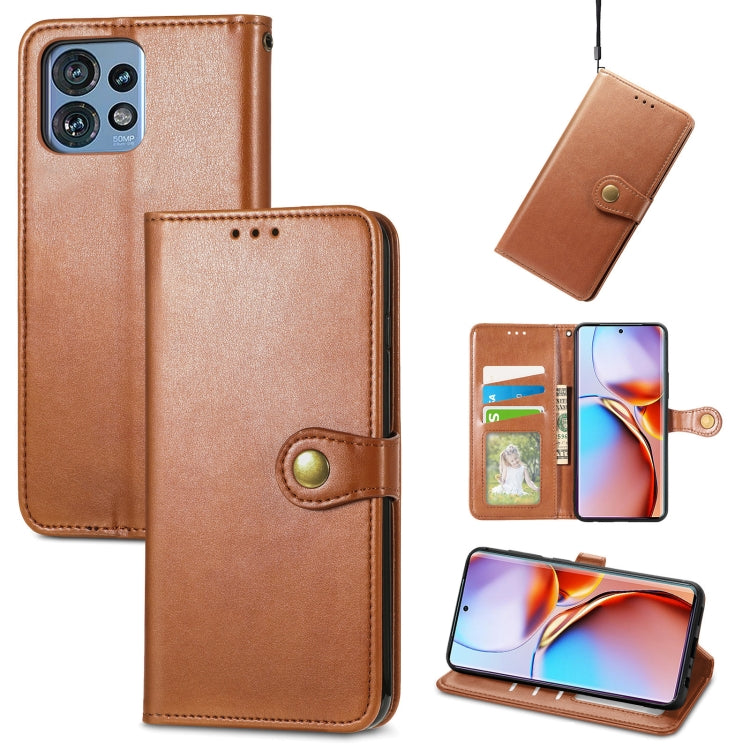 For Motorola Edge 40 Pro Retro Solid Color Buckle Leather Phone Case
