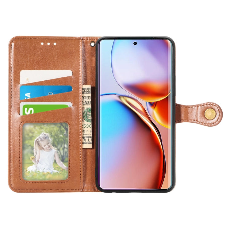 For Motorola Edge 40 Pro Retro Solid Color Buckle Leather Phone Case