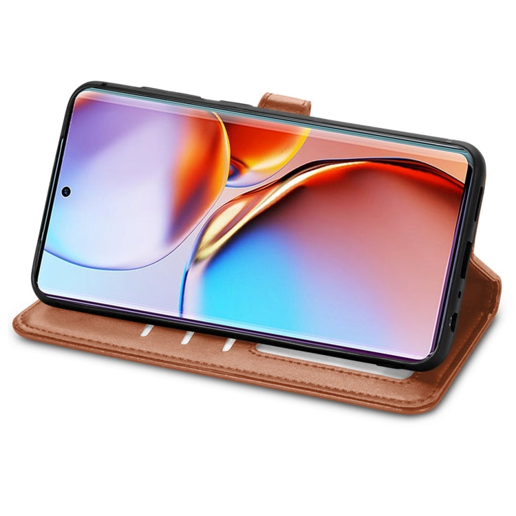 For Motorola Edge 40 Pro Retro Solid Color Buckle Leather Phone Case