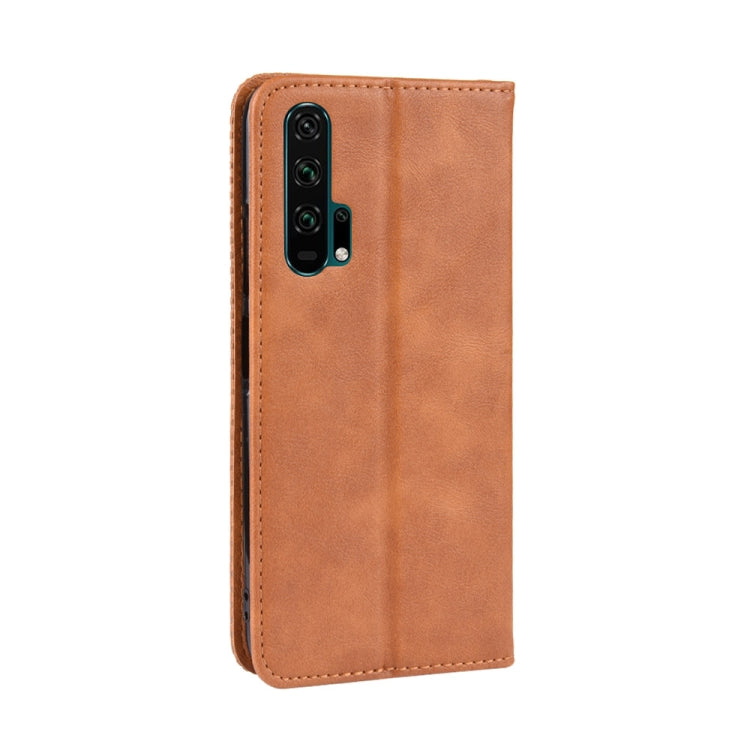Magnetic Buckle Retro Crazy Horse Texture Horizontal Flip Leather Case for HUAWEI Honor 20pro , with Holder & Card Slots & Photo Frame