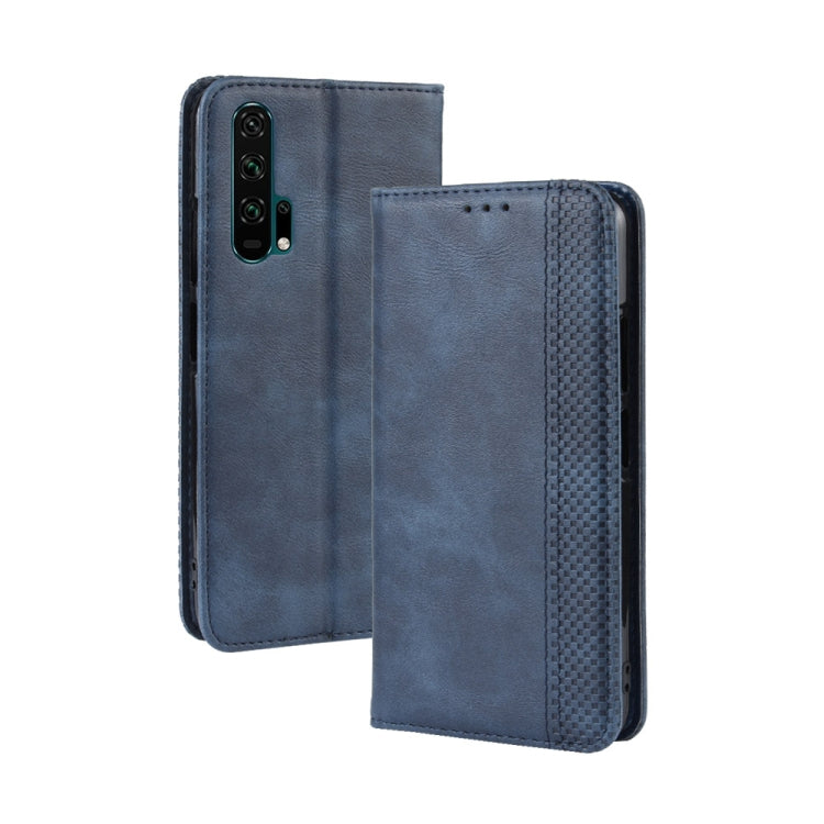 Magnetic Buckle Retro Crazy Horse Texture Horizontal Flip Leather Case for HUAWEI Honor 20pro , with Holder & Card Slots & Photo Frame