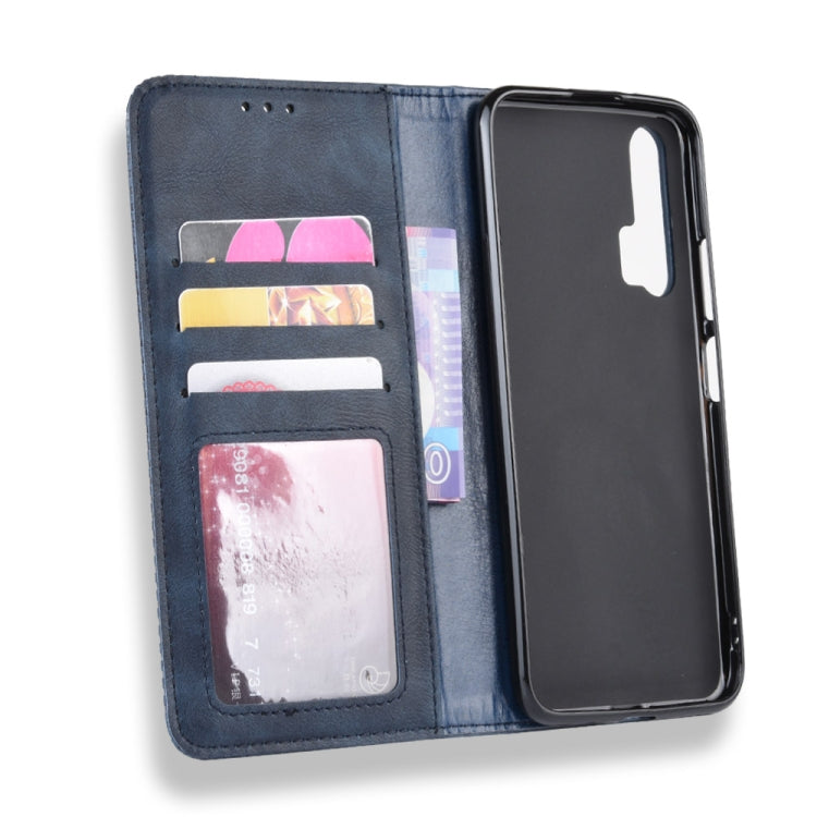 Magnetic Buckle Retro Crazy Horse Texture Horizontal Flip Leather Case for HUAWEI Honor 20pro , with Holder & Card Slots & Photo Frame