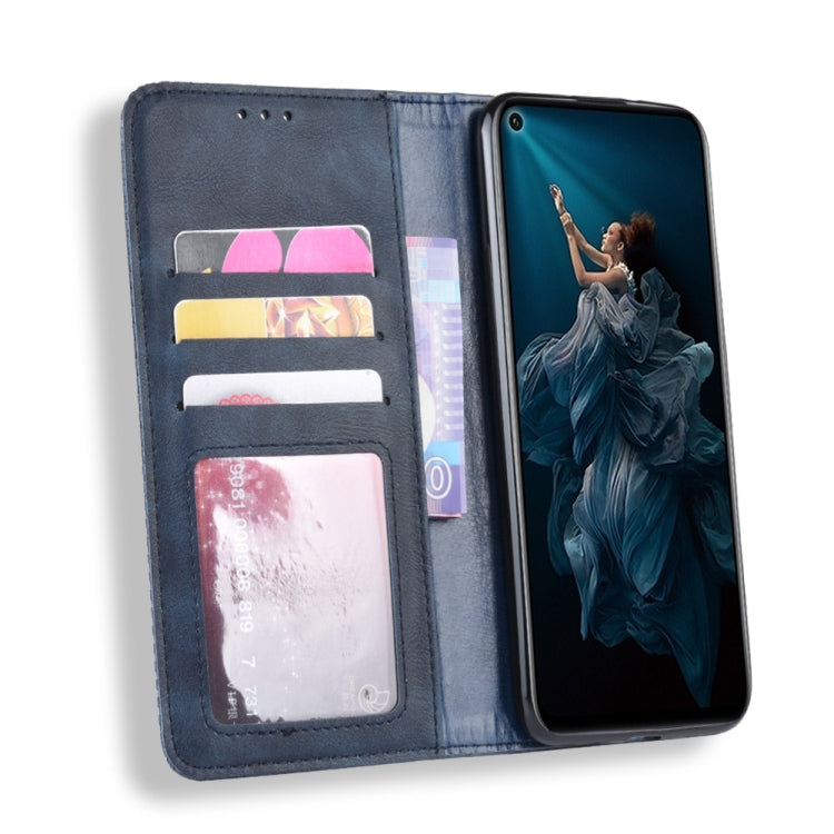 Magnetic Buckle Retro Crazy Horse Texture Horizontal Flip Leather Case for HUAWEI Honor 20pro , with Holder & Card Slots & Photo Frame