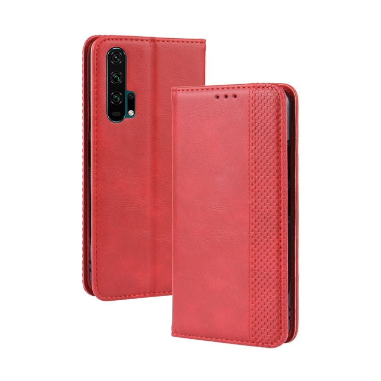 Magnetic Buckle Retro Crazy Horse Texture Horizontal Flip Leather Case for HUAWEI Honor 20pro , with Holder & Card Slots & Photo Frame